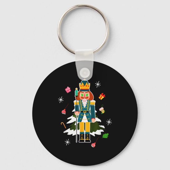 Pastel Christmas Nutcracker In Snow Christmas  Keychain (Front)