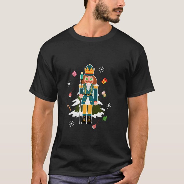 Pastel Christmas Nutcracker in Snow Christmas Long T-Shirt (Front)