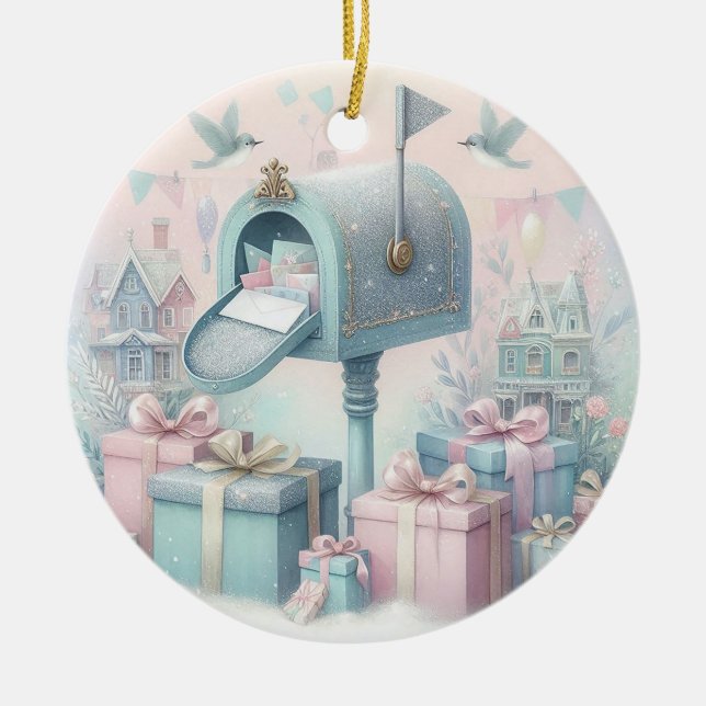 Pastel Christmas Ornament Mailbox and Gifts 5 (Front)