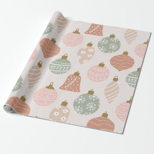 Pastel Christmas Ornament Pattern Wrapping Paper