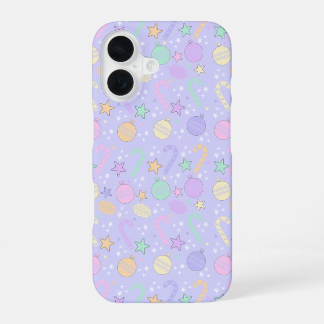 Pastel Christmas Pattern  iPhone 16 Case (Back)