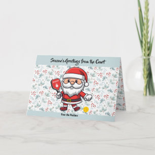 Pastel Christmas pickleball Santa Holiday Card