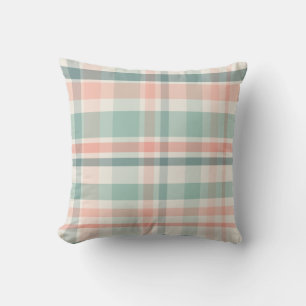 Pastel Christmas Plaid two Throw Pillow