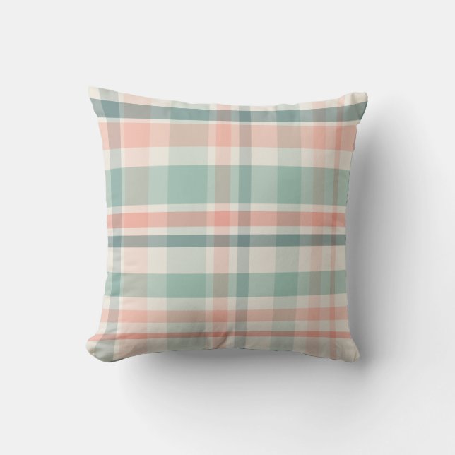 Pastel Christmas Plaid two Throw Pillow (Front)
