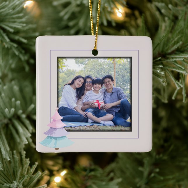 Pastel Christmas Tree Ceramic Ornament (Tree)