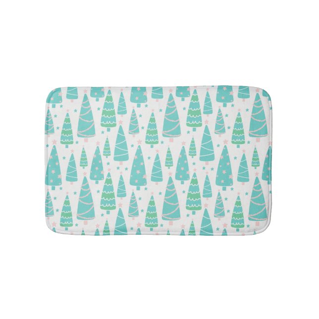 Pastel Christmas Tree Forest Bath Mat (Front)