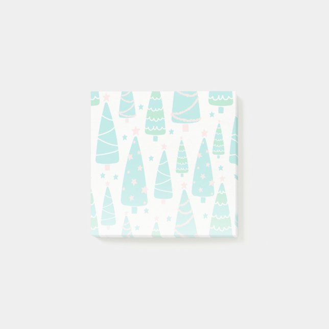 Pastel Christmas Tree Forest Post-it Notes (Front)
