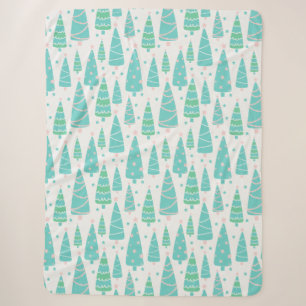 Pastel Christmas Tree Forest Sherpa Blanket