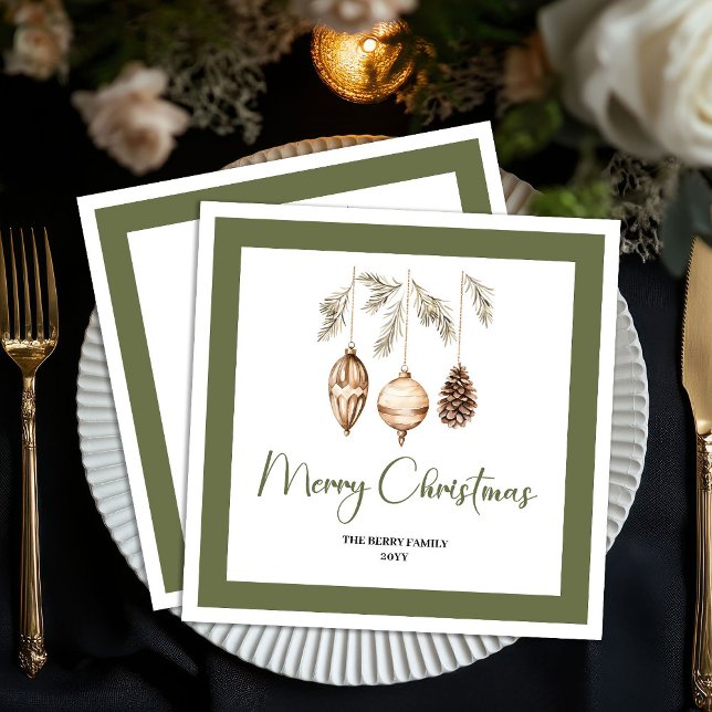 Pastel Christmas Tree Minimal Family Name Napkins (Pastel Christmas Tree Minimal Family Name Napkins)