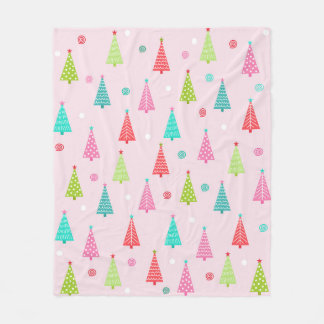 Pastel Christmas Trees Fleece Blanket