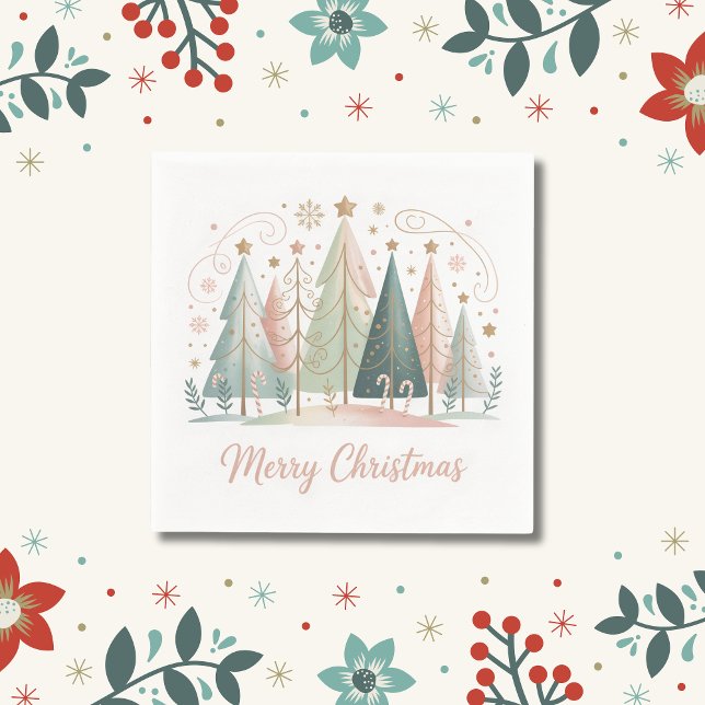 Pastel Christmas Trees Napkin (Creator Uploaded)