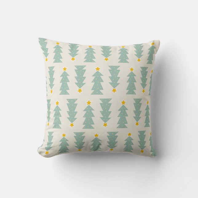 Pastel Christmas Trees Throw Pillow (Front)