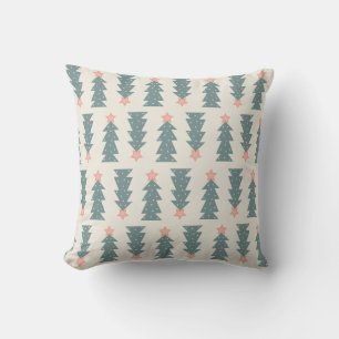 Pastel Christmas Trees Throw Pillow