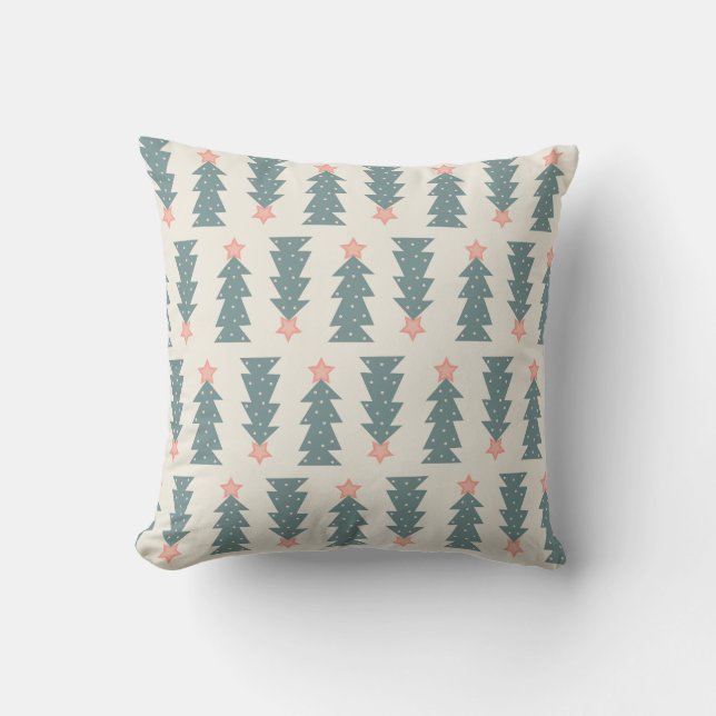 Pastel Christmas Trees Throw Pillow (Front)