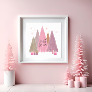 Pastel Christmas Trees 'Tis the Season unframed Poster