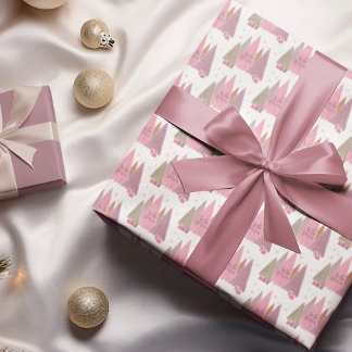 Pastel Christmas Trees 'Tis the Season Wrapping Paper