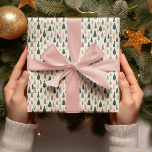Pastel Christmas Trees Wrapping Paper