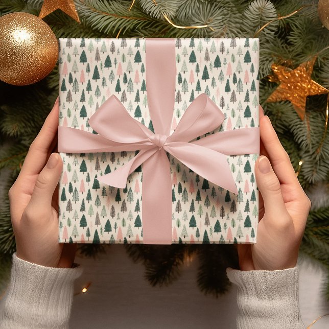 Pastel Christmas Trees Wrapping Paper (Creator Uploaded)
