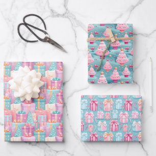 Pastel Christmas Wrapping Paper Sheet