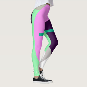 Pastel Ciblé Turquoise Leggings d'Art Abstrait