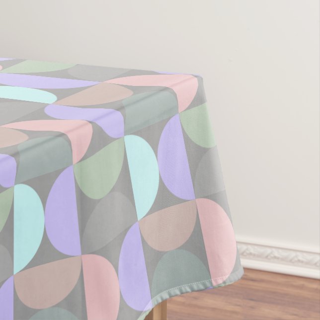 Pastel Circle Mid Century Modern Pattern Tablecloth (In Situ)