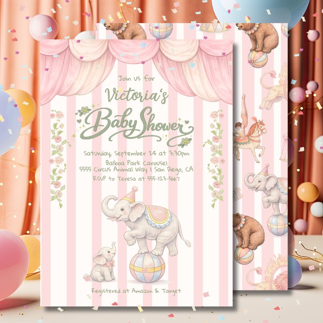 Pastel Circus Baby Shower Invitation (Creator Uploaded)