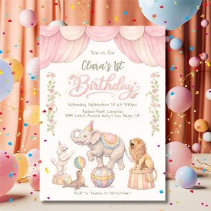 Pastel Circus Birthday Party Invitation
