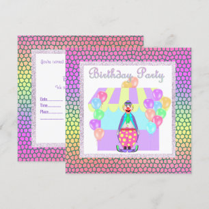 PASTEL CIRCUS CLOWN BIRTHDAY PARTY INVITATION