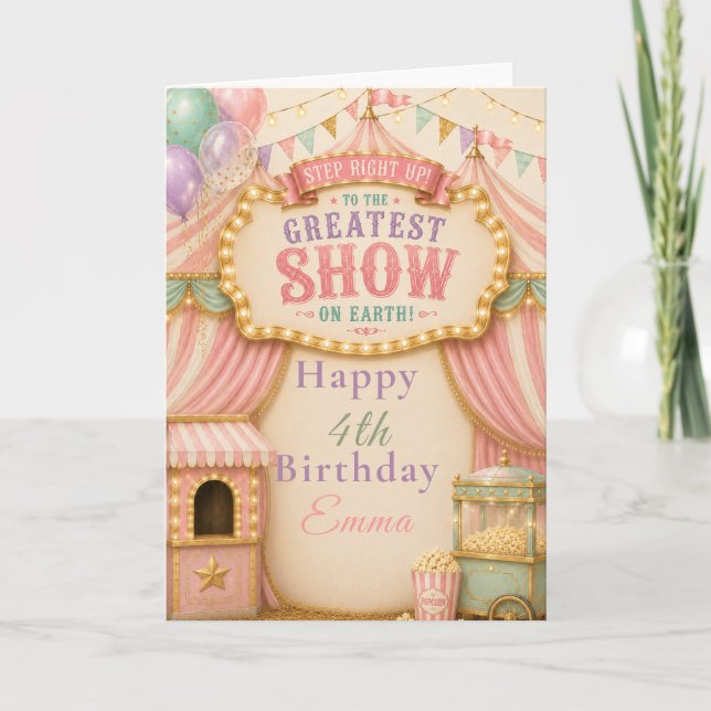 Pastel Circus Party Card (Front)