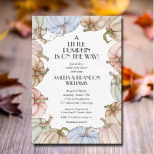 Pastel Citrouilles Mint Baby Shower Invitations