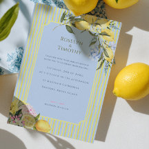Pastel Citrus Blue Watercolor Floral Wedding