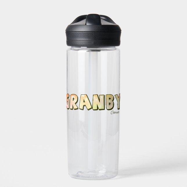 Pastel citrus colours sparkle topography souvenir water bottle (Front)