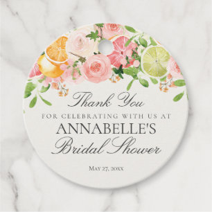 Pastel Citrus Floral Cutie Bridal Shower Favour Tags
