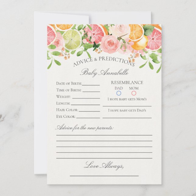 Pastel Citrus Floral Cutie Conseils pour la carte  (Devant)