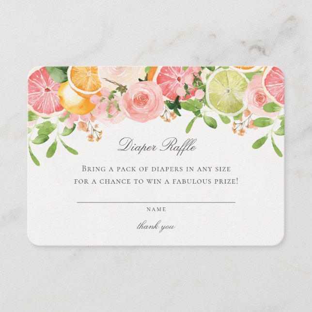 Pastel Citrus Floral Cutie Diaper Raffle Insert (Front)
