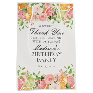 Pastel Citrus Floral Little Cutie Birthday Favour Medium Gift Bag