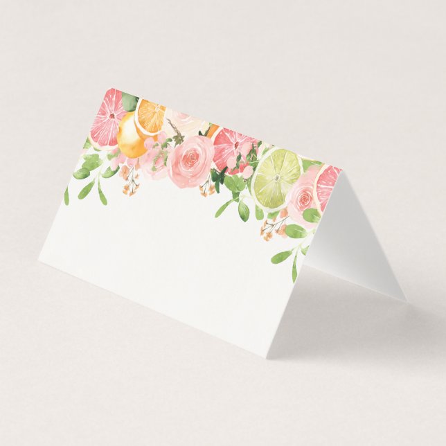 Pastel Citrus Floral Little Cutie Carte Place (Front)