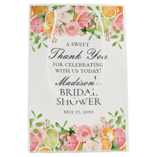Pastel Citrus Floral Main Squeeze Bridal Shower Medium Gift Bag