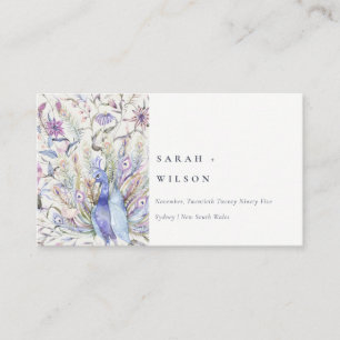 Pastel Classy Watercolor Peacock Wedding Website Enclosure Card