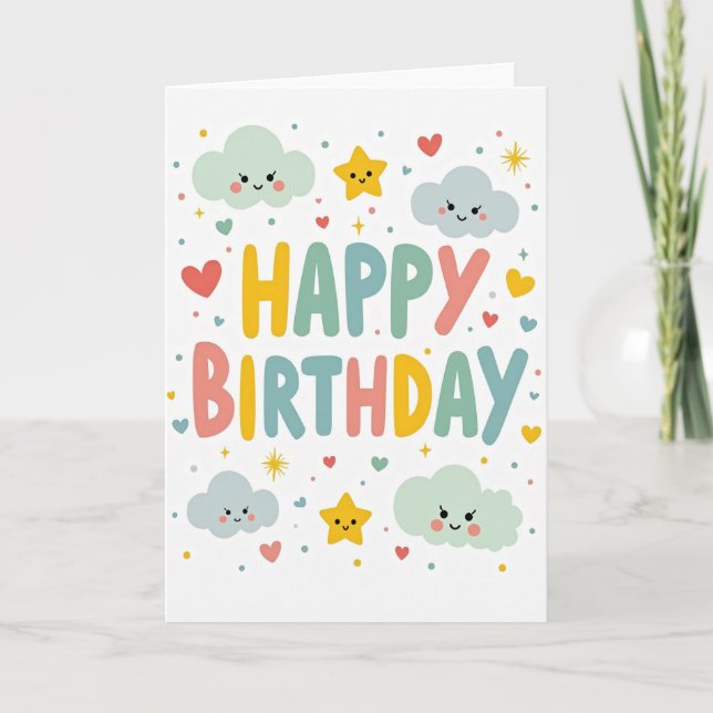 Pastel Cloud Birthday Card (Front)