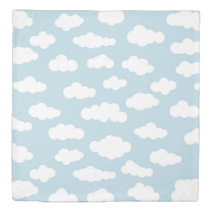 Pastel Clouds Aesthetic Baby Blue And White  Duvet Cover