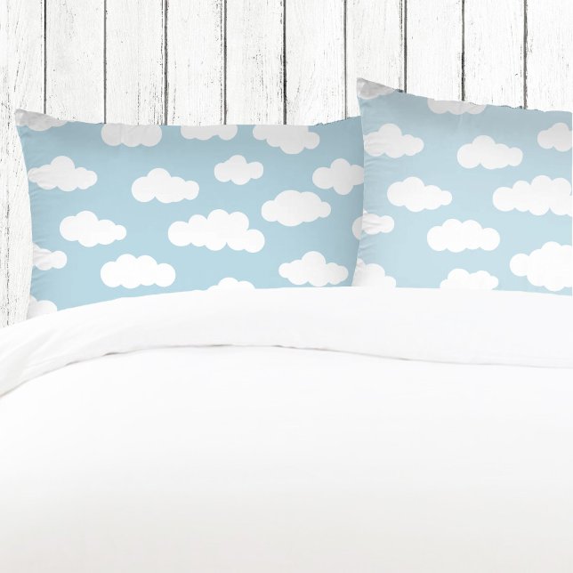 Pastel Clouds Aesthetic Baby Blue And White  Pillowcase (Creator Uploaded)