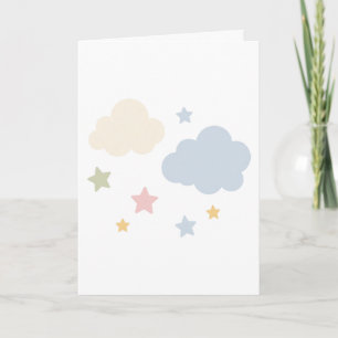 Pastel Clouds and Stars Baby Shower Card