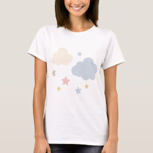 Pastel Clouds and Stars Baby Shower T-Shirt