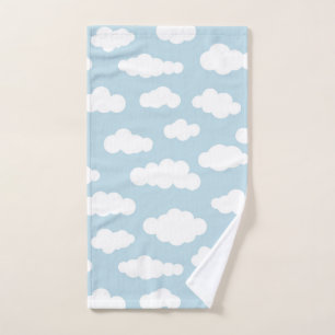Pastel Clouds Asthetic Baby Blue And White Hand Towel