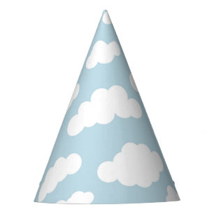 Pastel Clouds Asthetic Baby Blue And White Party Hat