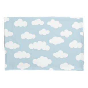 Pastel Clouds Asthetic Baby Blue And White Pillowcase