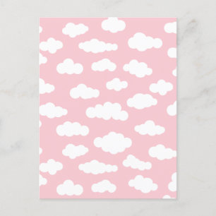 Pastel Clouds Asthetic White And Pink Art   Postcard