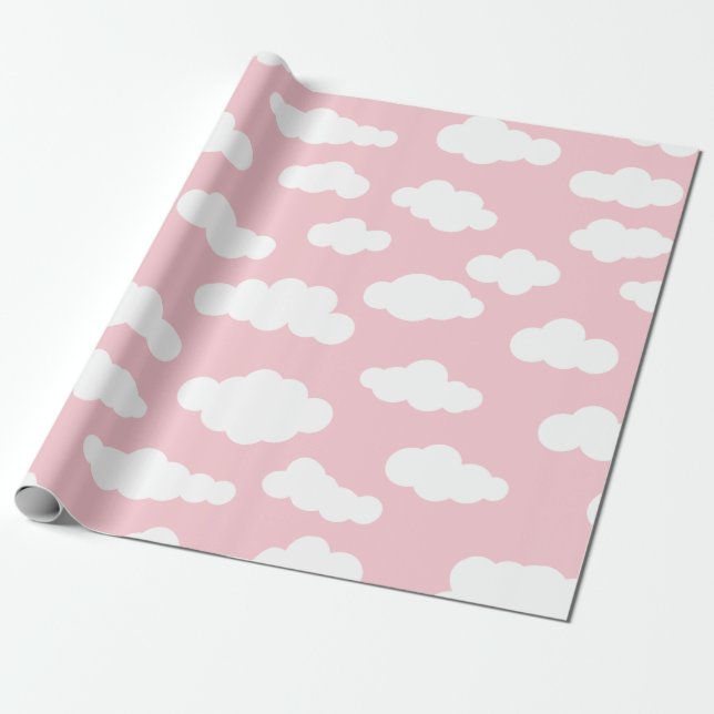 Pastel Clouds Asthetic White And Pink Art   Wrapping Paper (Unrolled)