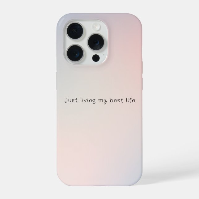 Pastel Clouds "Just Living My Best Life" iPhone Case (Back)